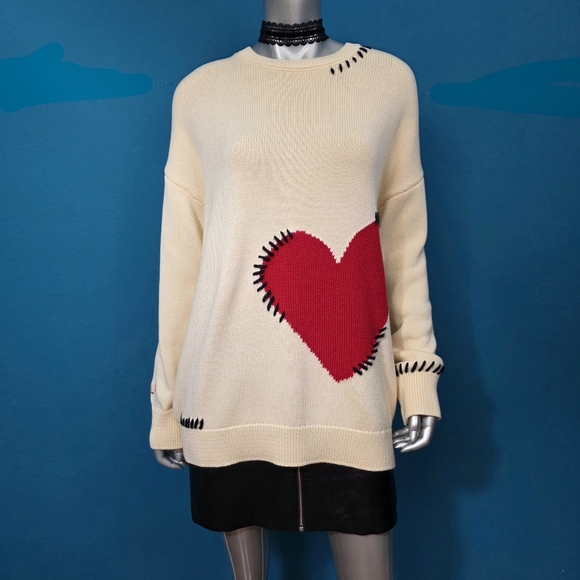 Maeve Sweaters - 🆕️❤️ ANTHROPOLOGIE MAEVE Crew-Neck Whipstitch Heart Icon Sweater // (NWT)